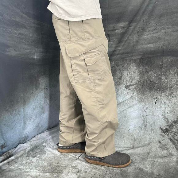 Y2K True Spec Baggy Cargo Pants Loose fit size 34 x 29 tan cream - Picture 2 of 7